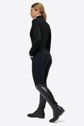 RG Women's Brushed Jersey w/ Nylon Insert L/S Polo - Black